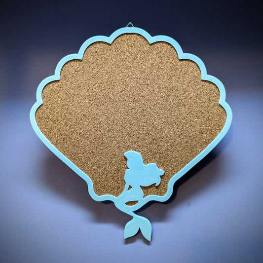 Little Mermaid Pin Board - Seafoam Frame, Cork Face (10" x 11")